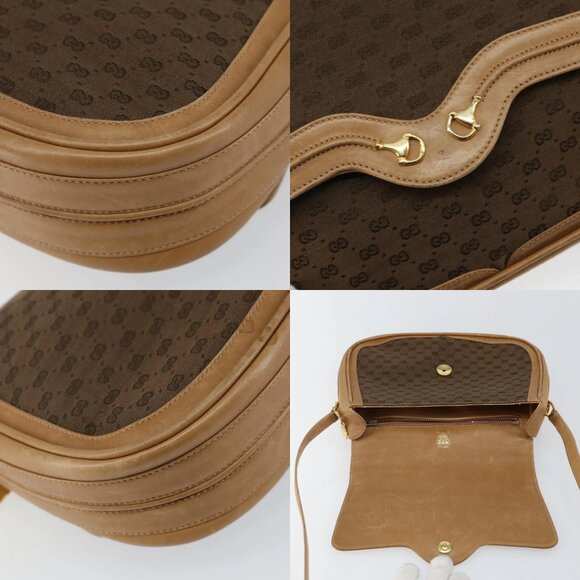 GUCCI Micro GG Canvas Shoulder Bag Brown Gold Auth BA6220 - Picture 13 of 14